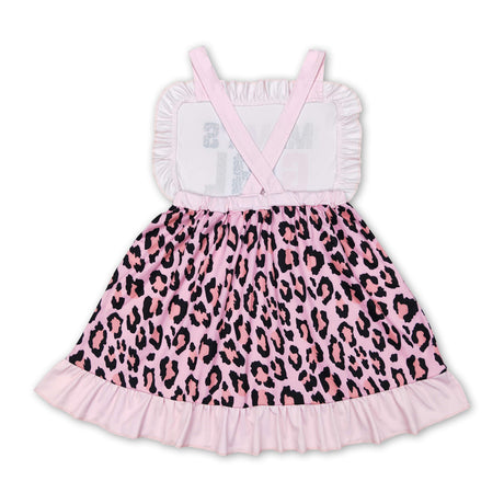Pink mama's girl leopard ruffle kids dresses
