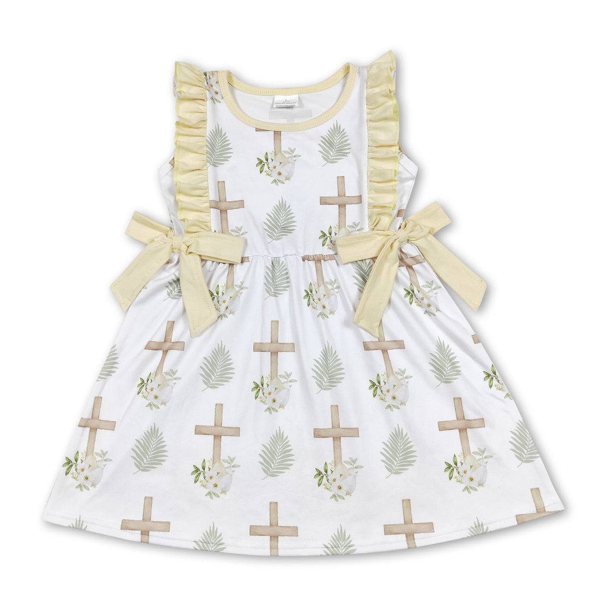Sleeveless cross he is risen baby girls easter dress
