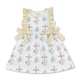 Sleeveless cross he is risen baby girls easter dress
