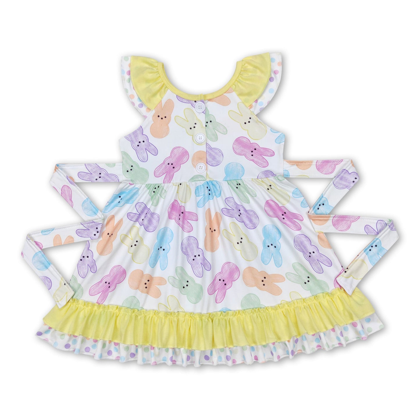 Yellow ruffle bunny cute girls easter dresses