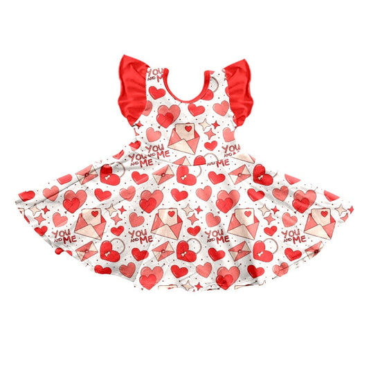 Flutter sleeves you and me heart girls valentine's dresses