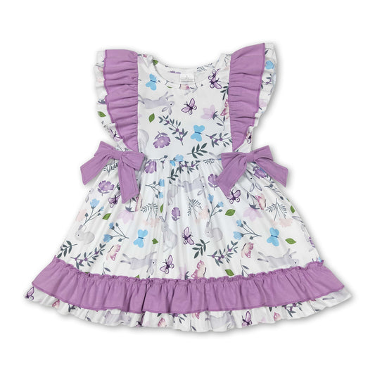 Lavender ruffle bunny floral girls easter dresses