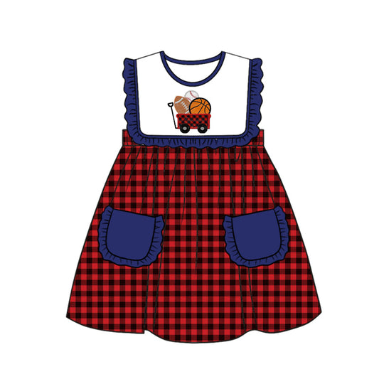 Sleeveless plaid balls kids girls dresses