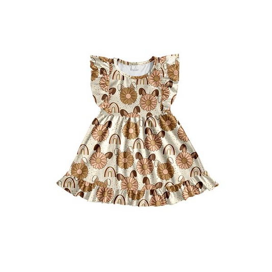 Flutter sleeves bunny flower baby girls easter dress