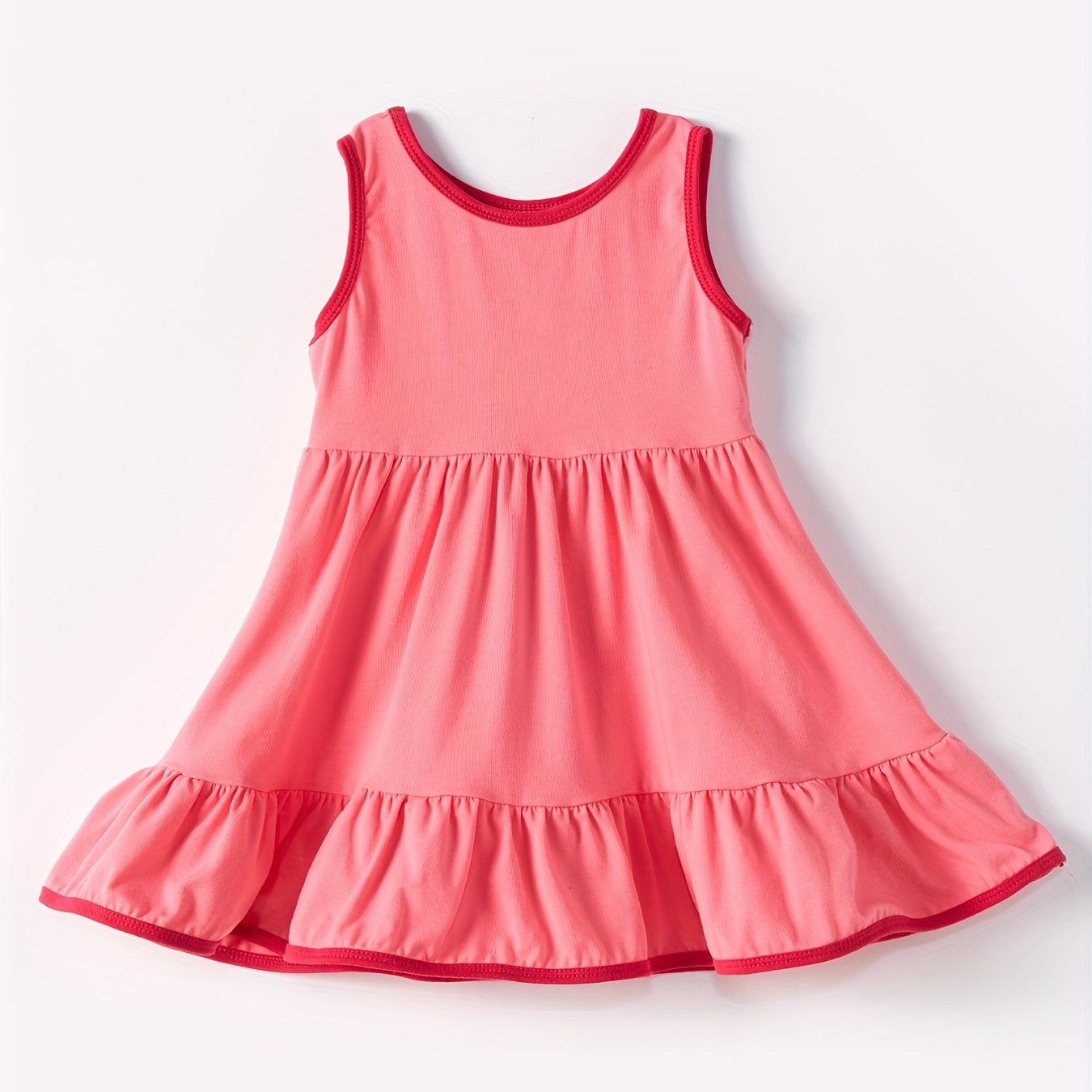 Sleeveless watermelon red ruffle baby girls summer dress