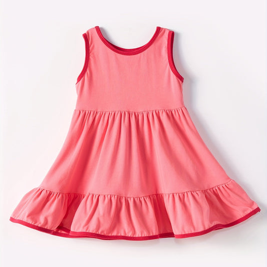 Sleeveless watermelon red ruffle baby girls summer dress