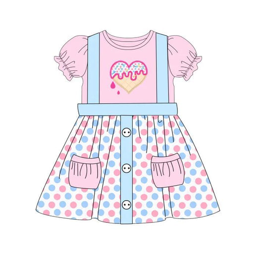 Heart top polka dots skirt girls valentines outfits