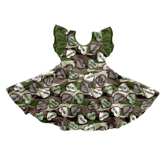 Flutter sleeves camo hunting heart girls dresses