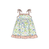 Straps animal floral ruffle girls summer dresses