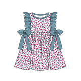 Flutter sleeves hot pink floral baby girls spring dresses