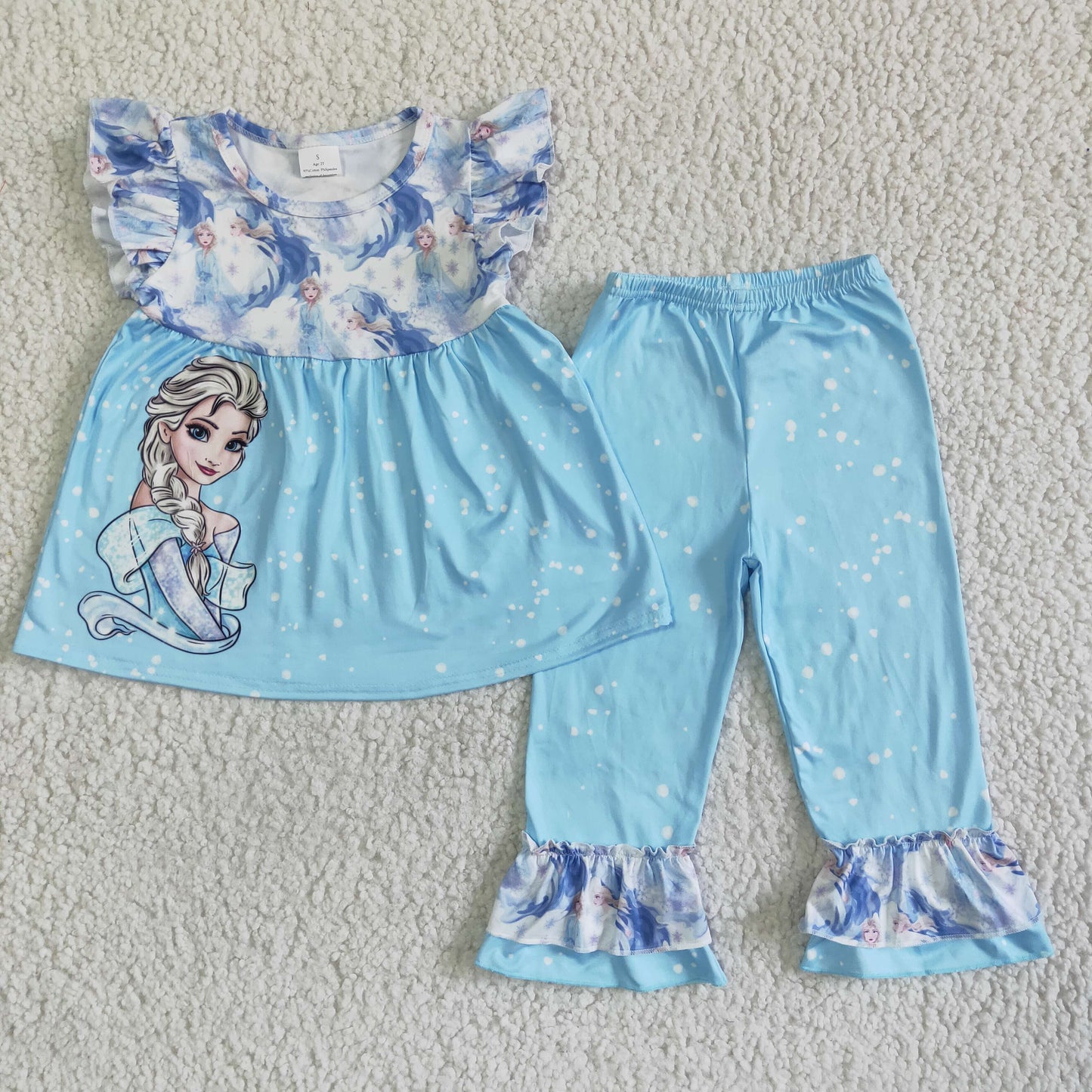 Cute princess flutter sleeve shirt ruffle pants girls boutique clothing set