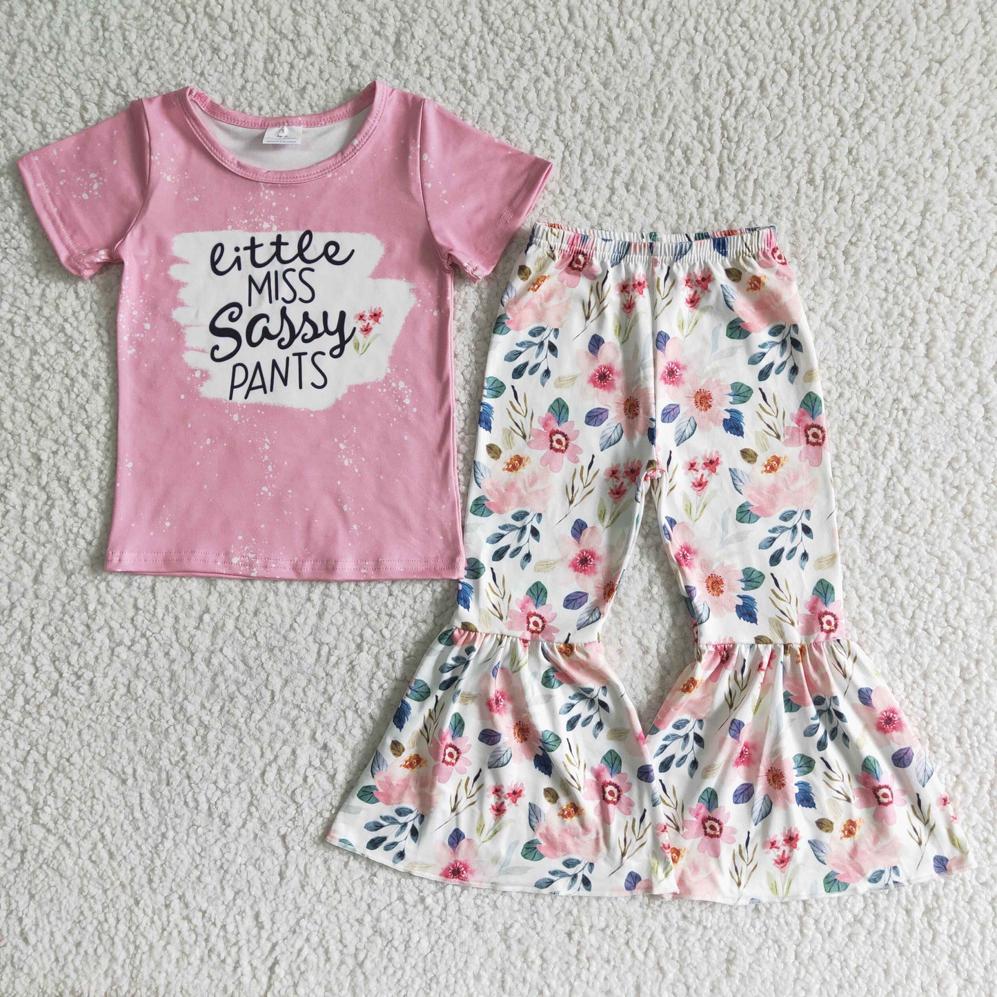 Little miss sassy pants shirt floral pants baby girl spring clothing
