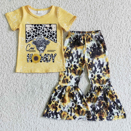 Cow howdy shirt leopard pants girls western clothes