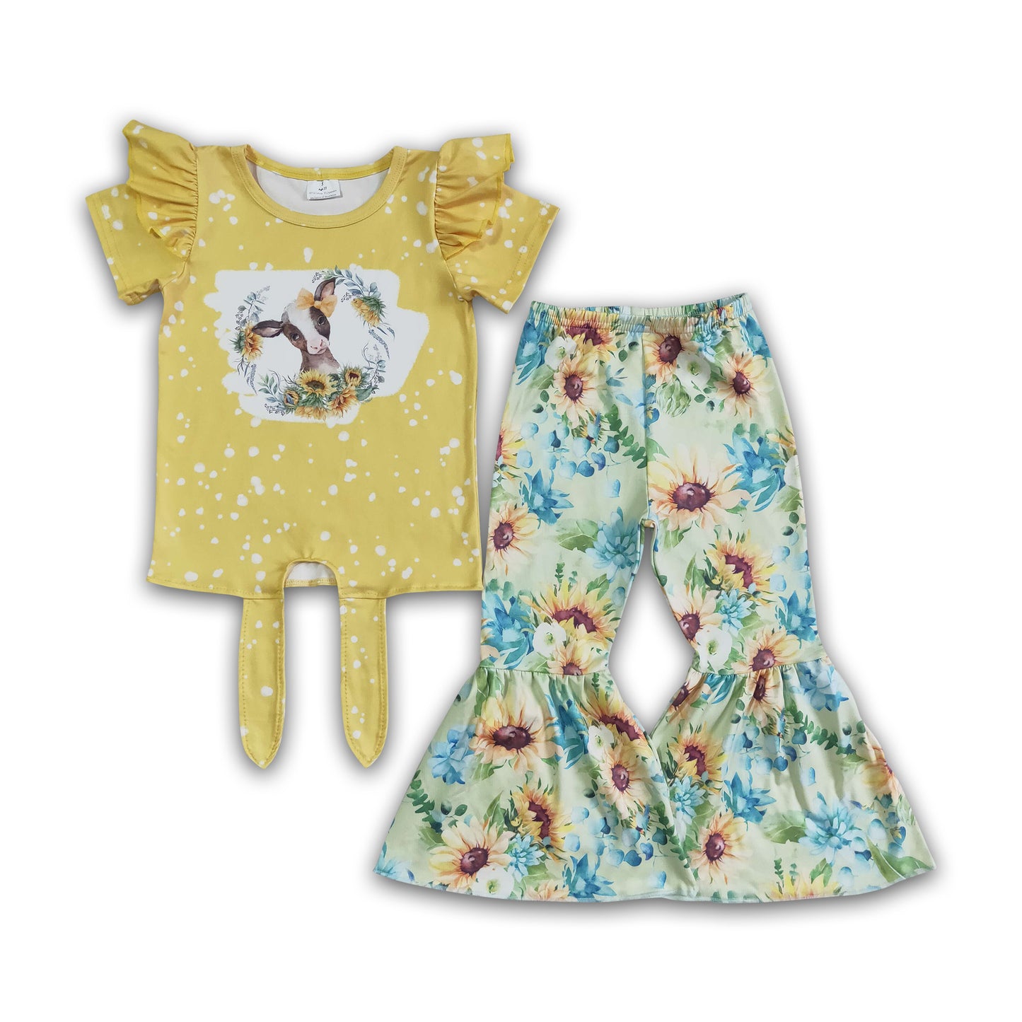 Cow sunflower bell bottom pants baby children clothes