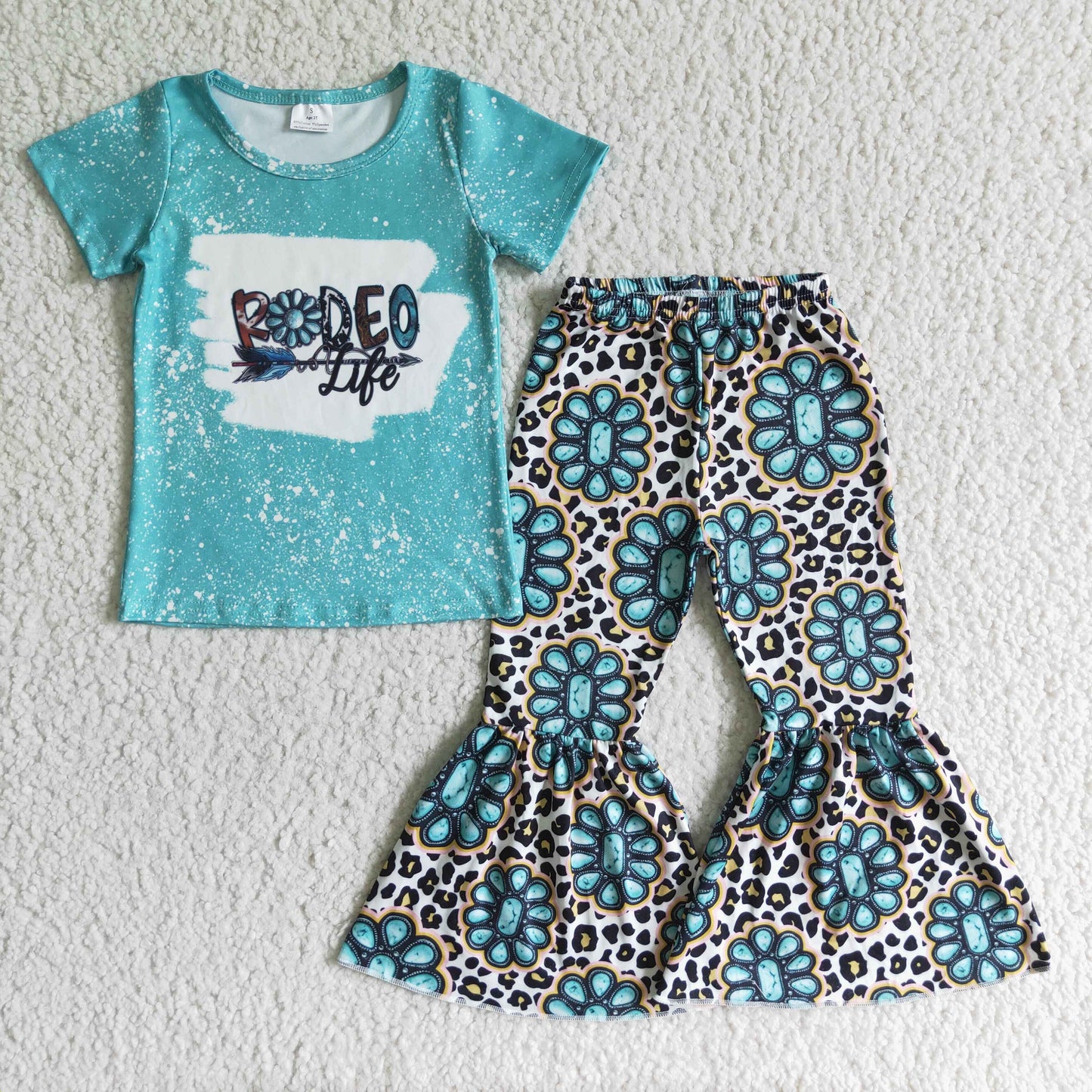 Rodeo turquoise leopard kids girls western outfits