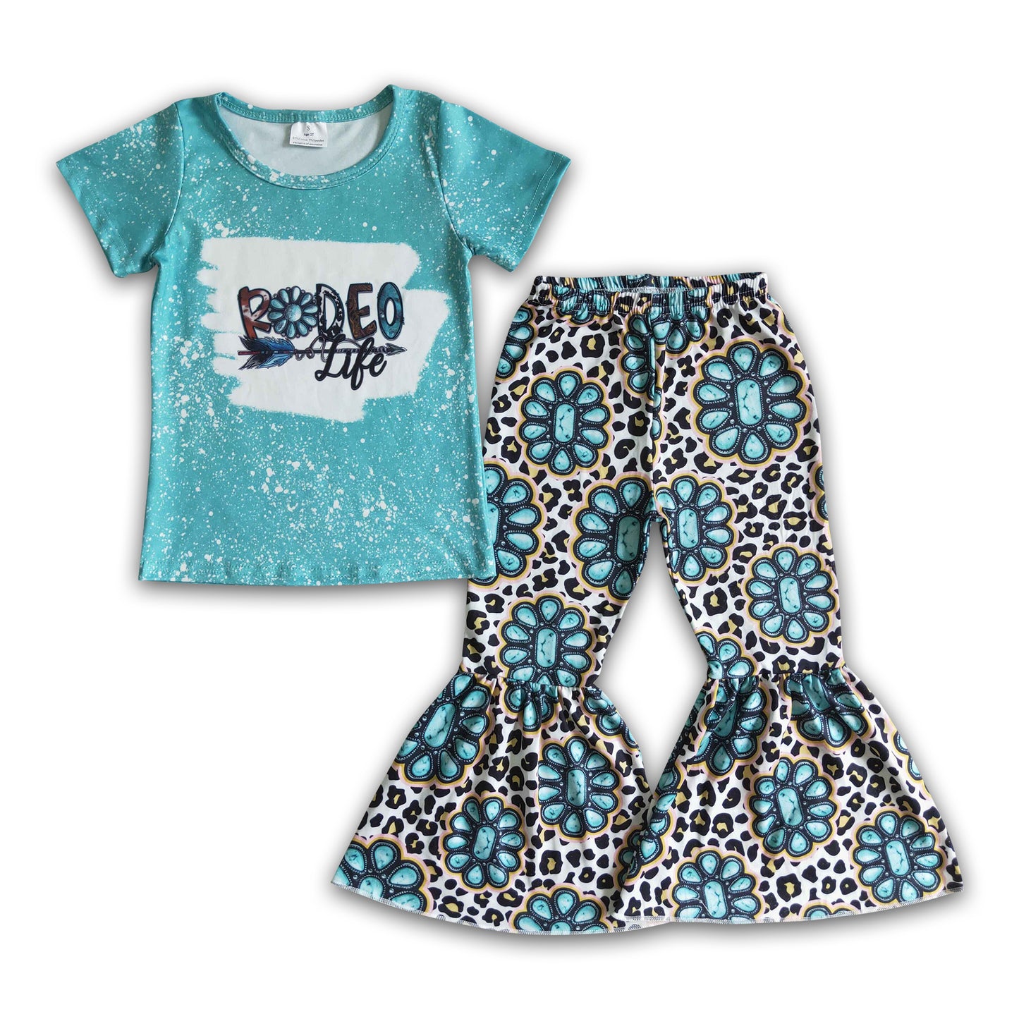 Rodeo turquoise leopard kids girls western outfits