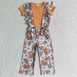 Cotton shirt highland cow overalls kids girls western clothes