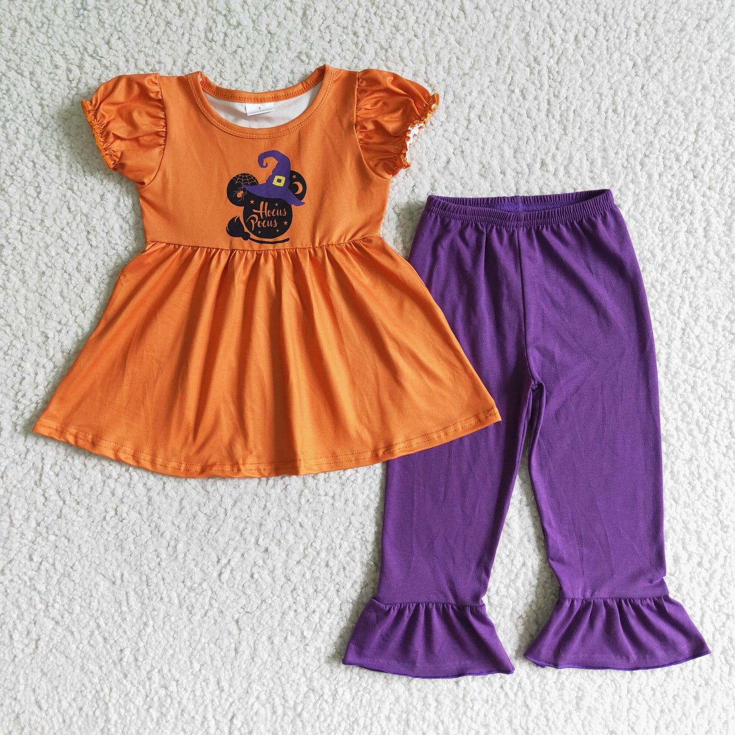 Orange tunic purple ruffle pants witches girls Halloween clothes