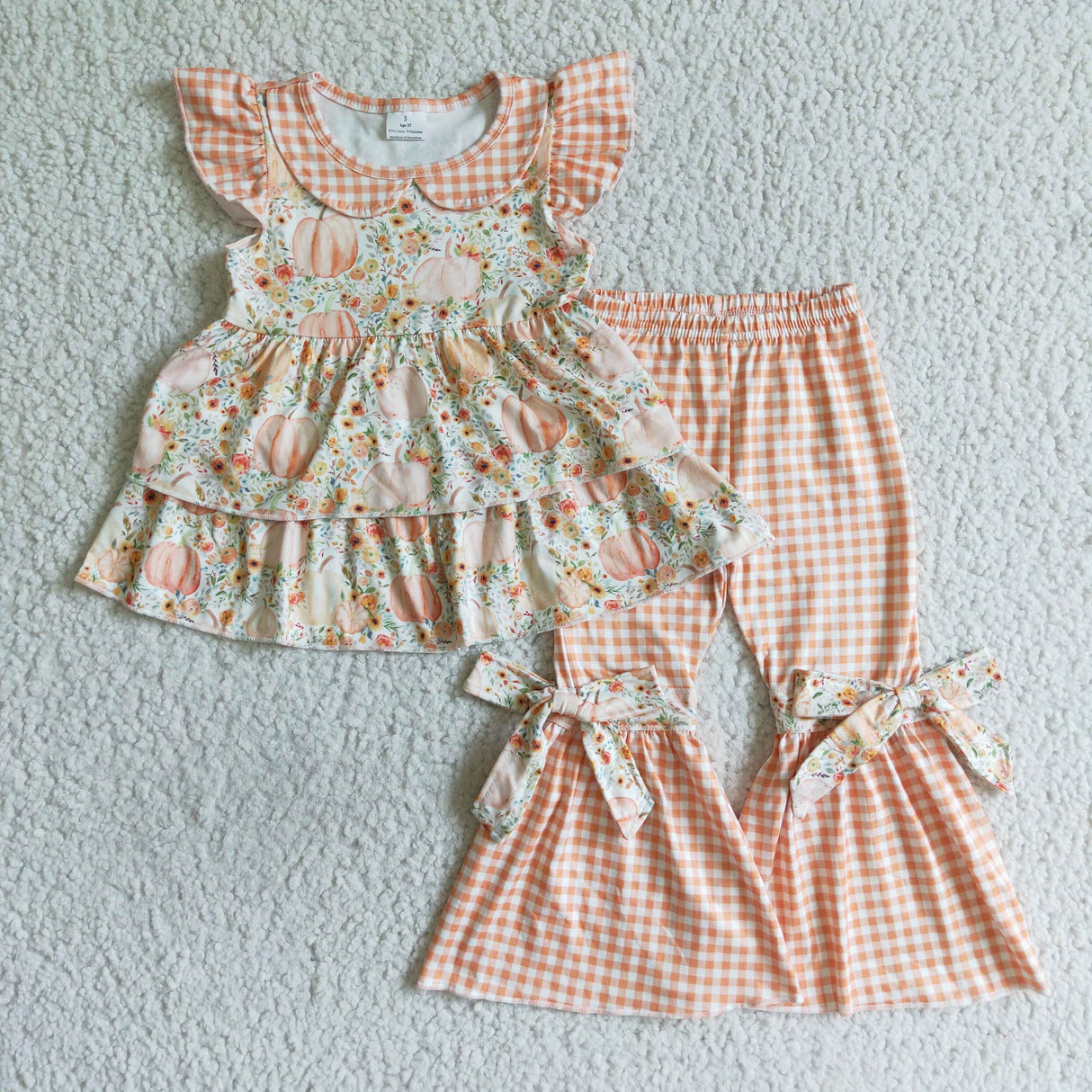 Pumpkin ruffle tunic bell bottom pants girls boutique clothes