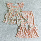 Pumpkin ruffle tunic bell bottom pants girls boutique clothes