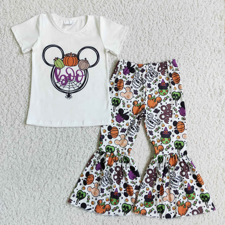 Boo pumpkin shirt snacks pants girls Halloween clothes