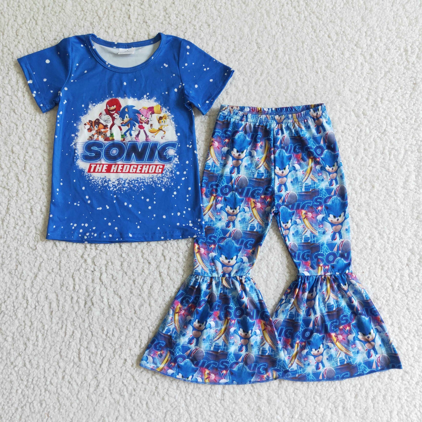 Blue hedgehog kids girls clothing set