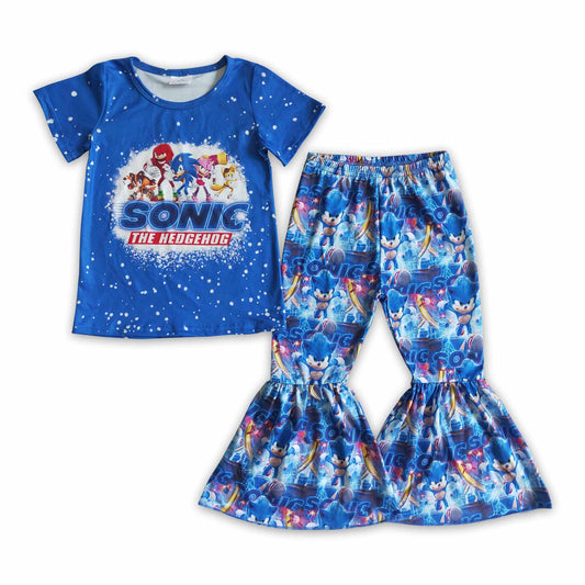 Blue hedgehog kids girls clothing set