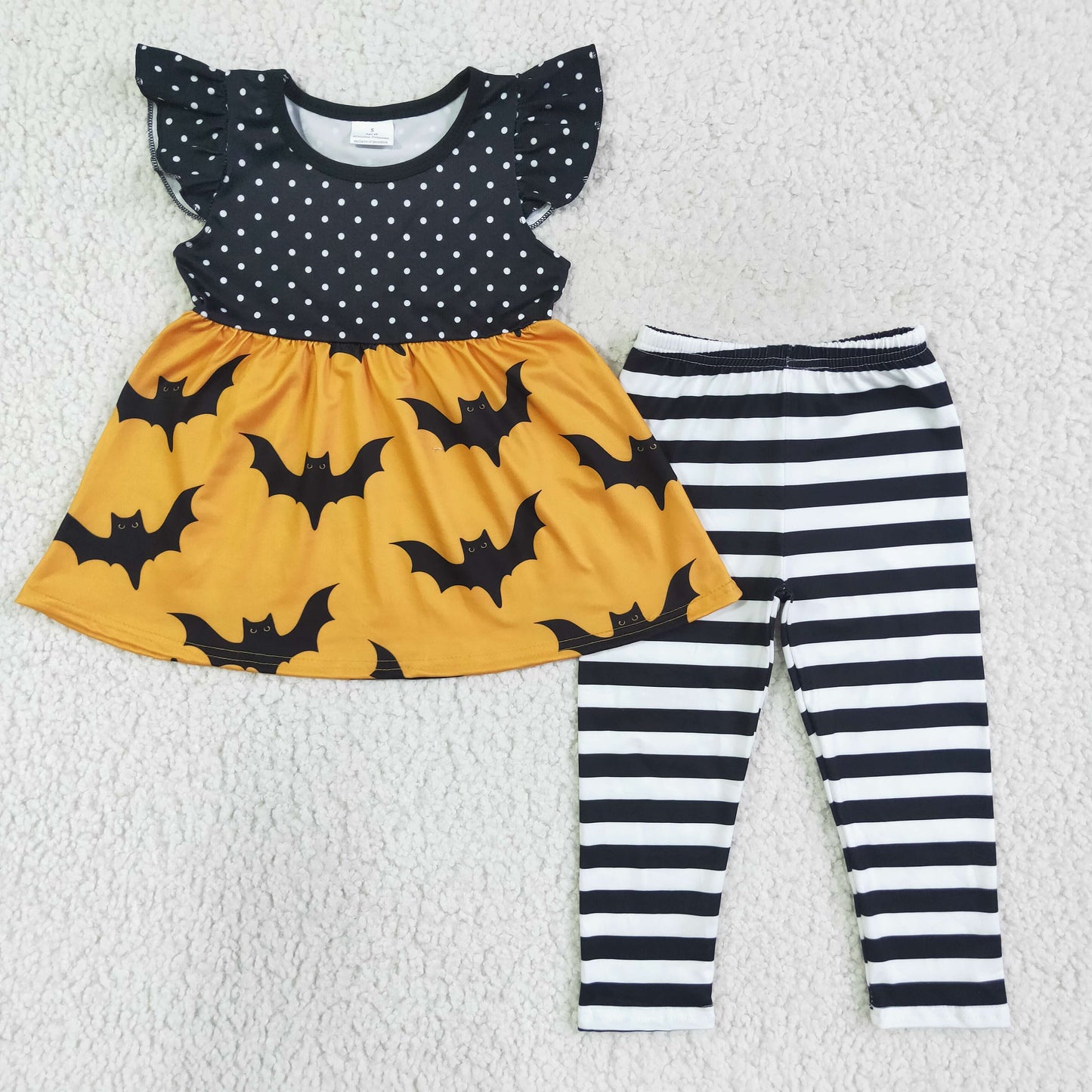 Bat tunic stripe leggings girls Halloween outfits