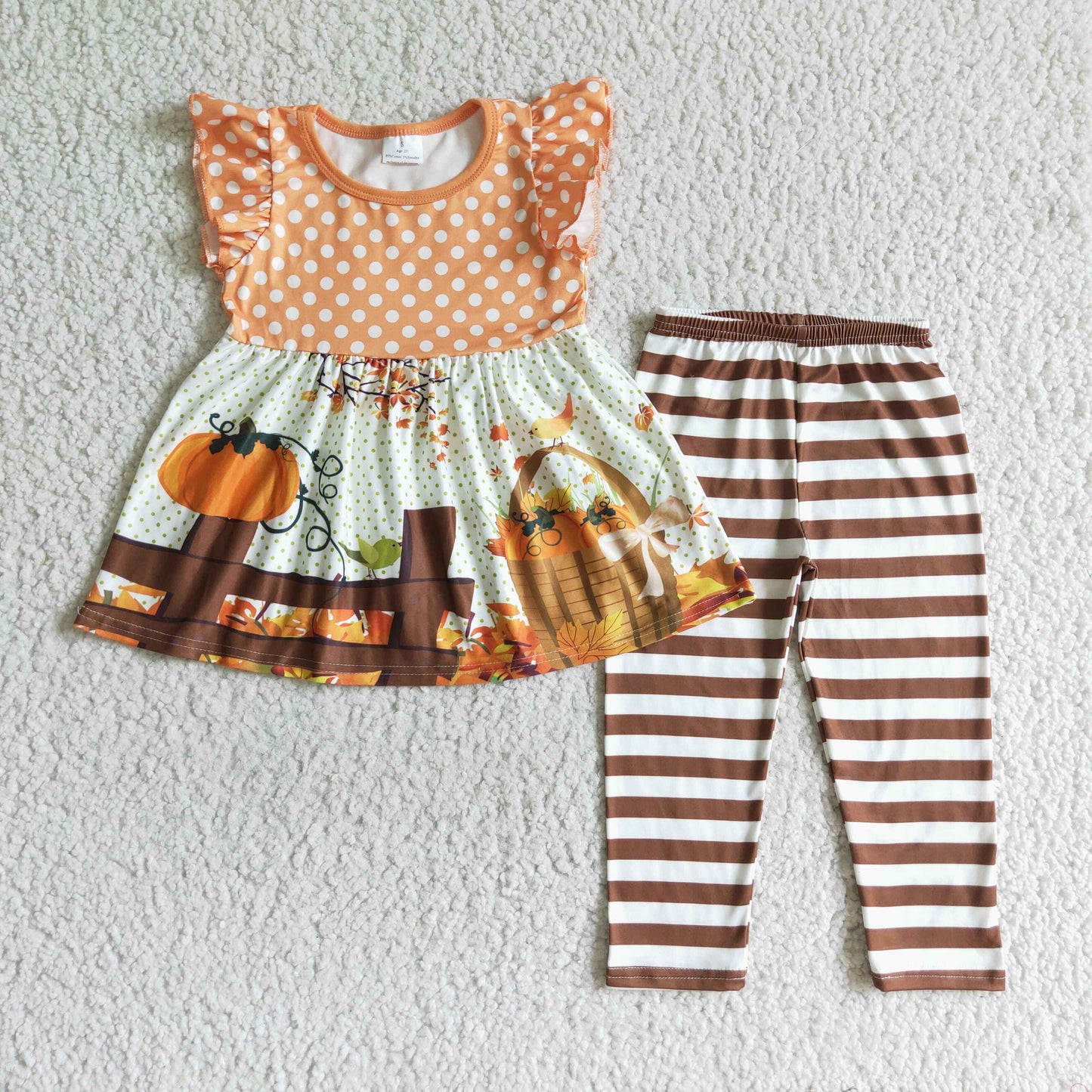 Flutter sleeve tunic pumpkin patch set girls fall clothes