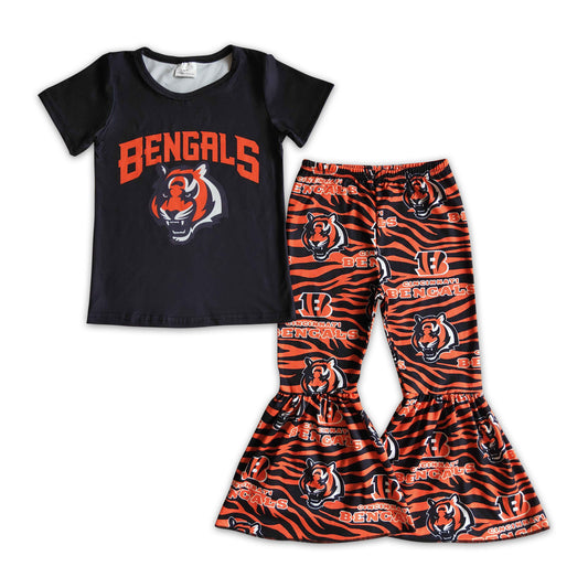 Black tiger print girls team clothing