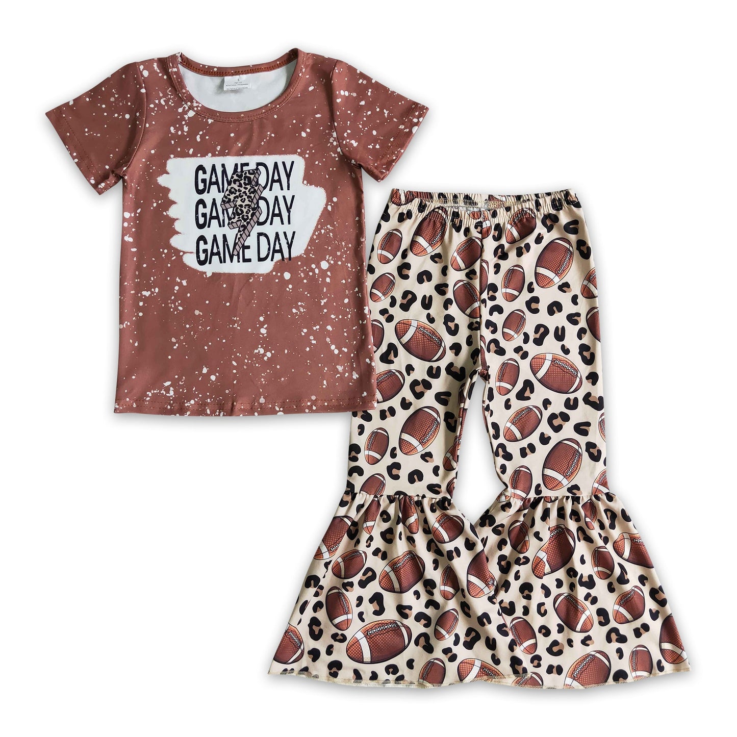 Game day football leopard kids girls team clothing
