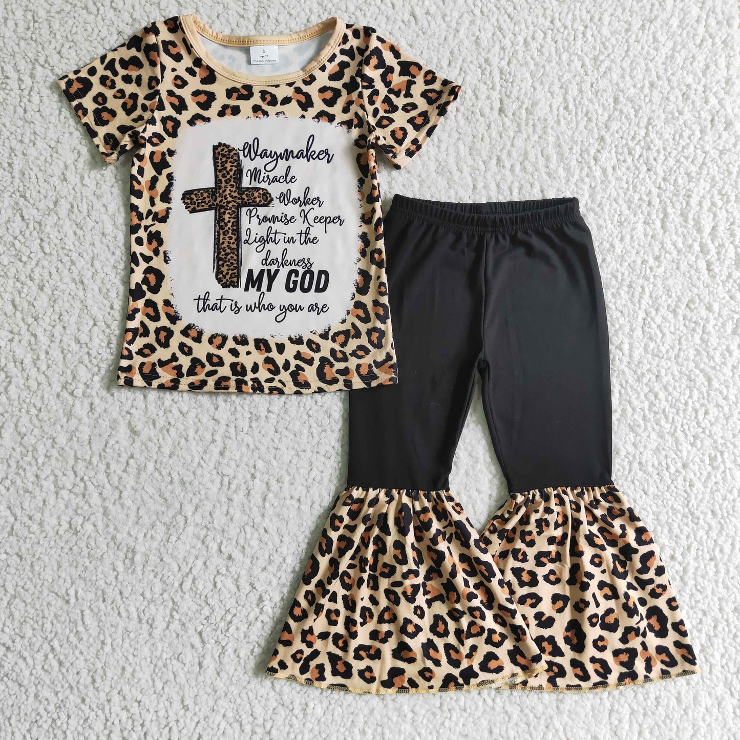 Cross my god leopard kids girls clothes