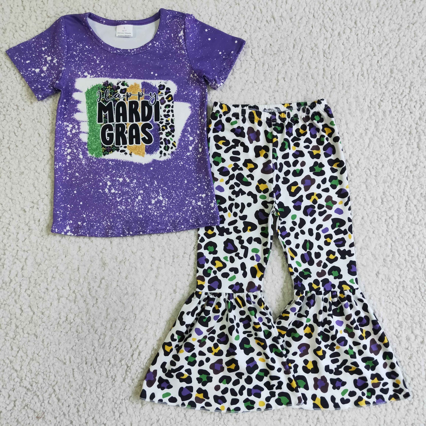 Happy Mardi Gras leopard kids girls outfits