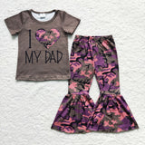 I love my dad camo kids girls hunting clothing set
