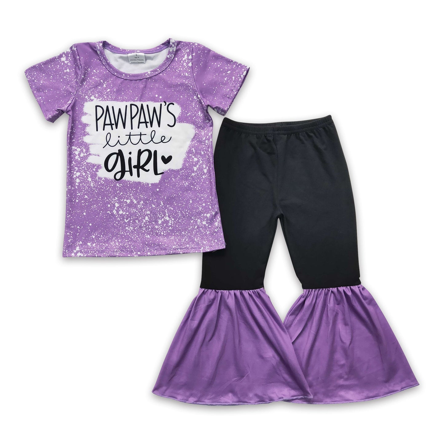 PAWPAW'S little girl purple bell bottom pants baby girls outfits