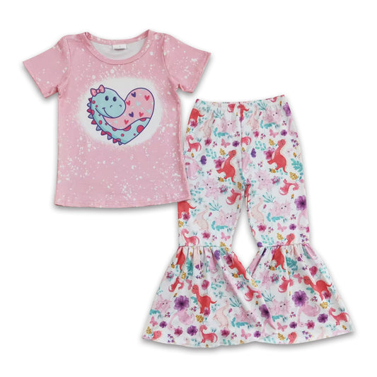Dinosaur heart pink baby girls cute valentine's outfits