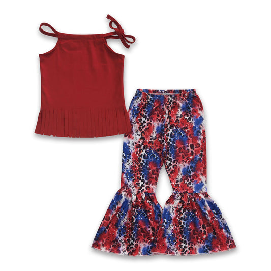 Red fringe shirt bell bottom pants girls 4th of july outfits