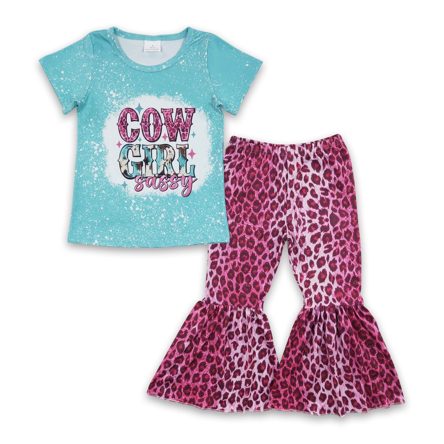 Cow girl sassy shirt leopard pants kids girls clothes