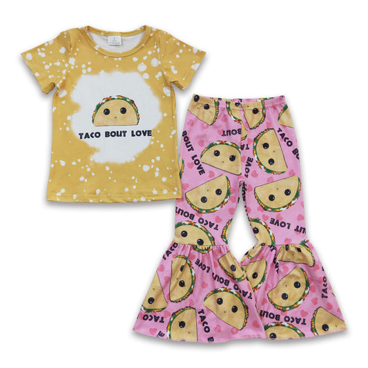 Taco love shirt bell bottom pants girls clothing set