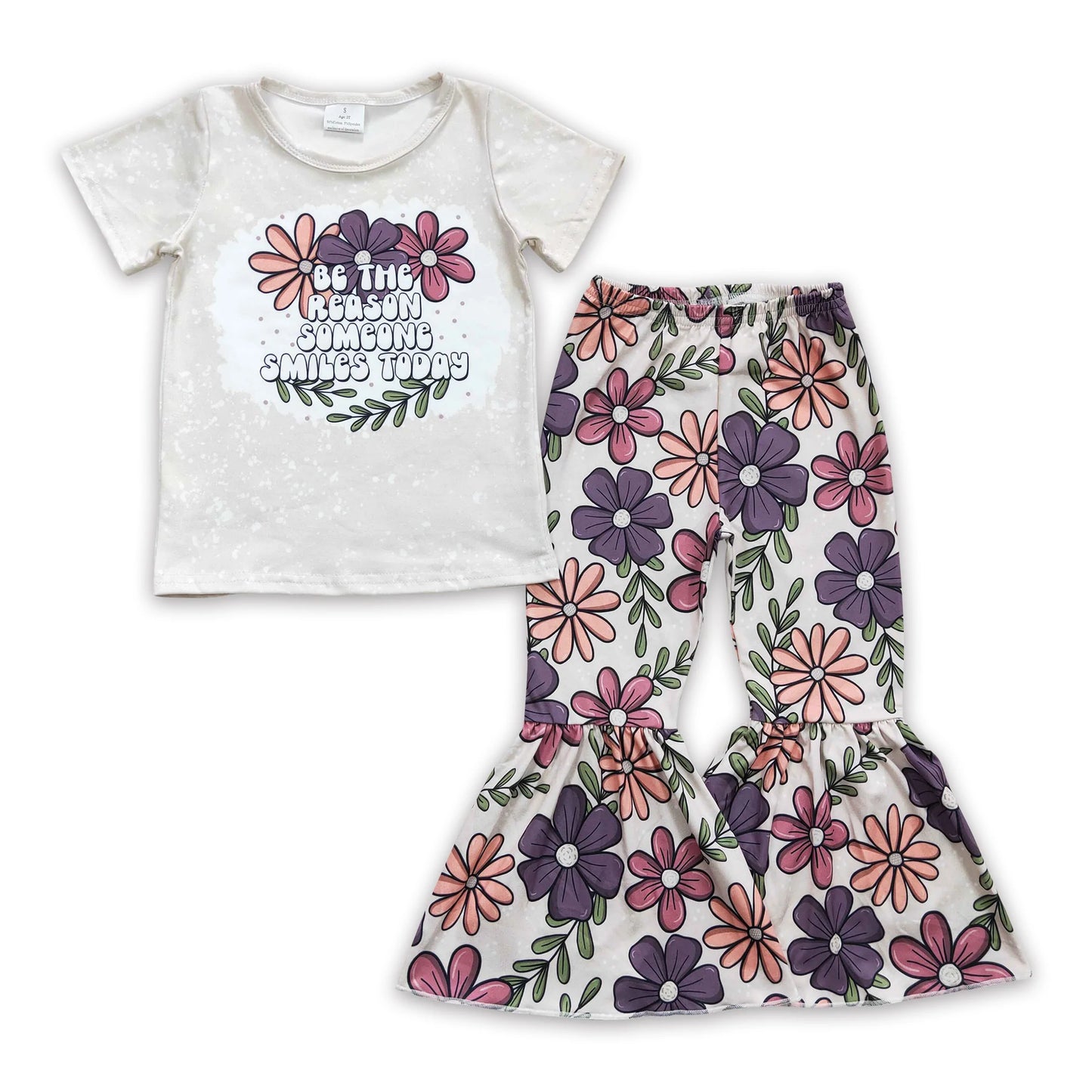 Be the reason someone smiles today floral girls clothing set