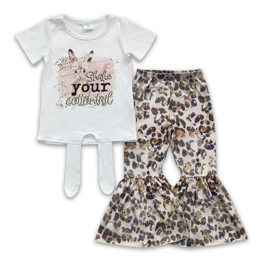 Shake your cottontail bunny shirt leopard pants girls easter clothes