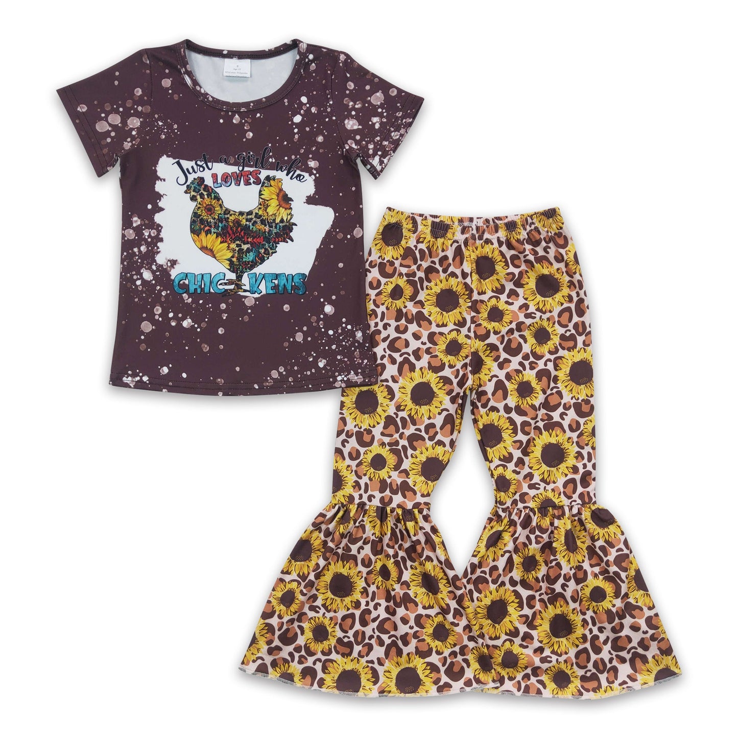 Just a girl who loves chickens leopard sunflower pants girls clothes