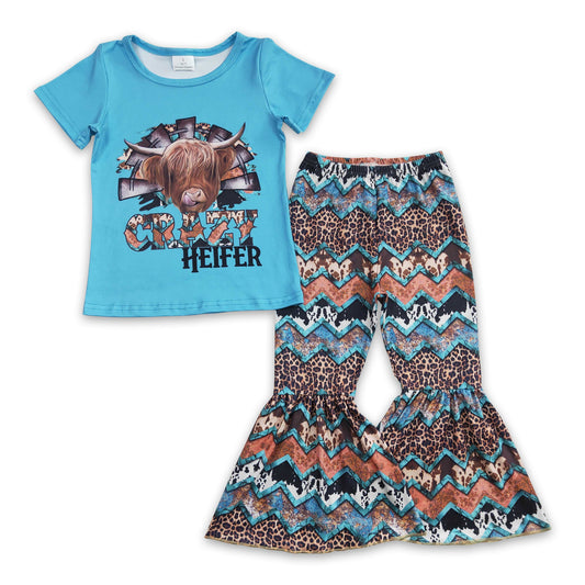 Crazy heifer highland cow wave girls clothing set