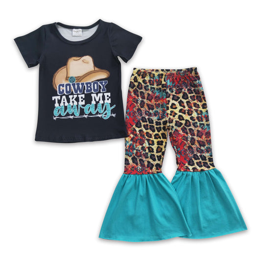 Cowboy take me away leopard pants girls western clothes