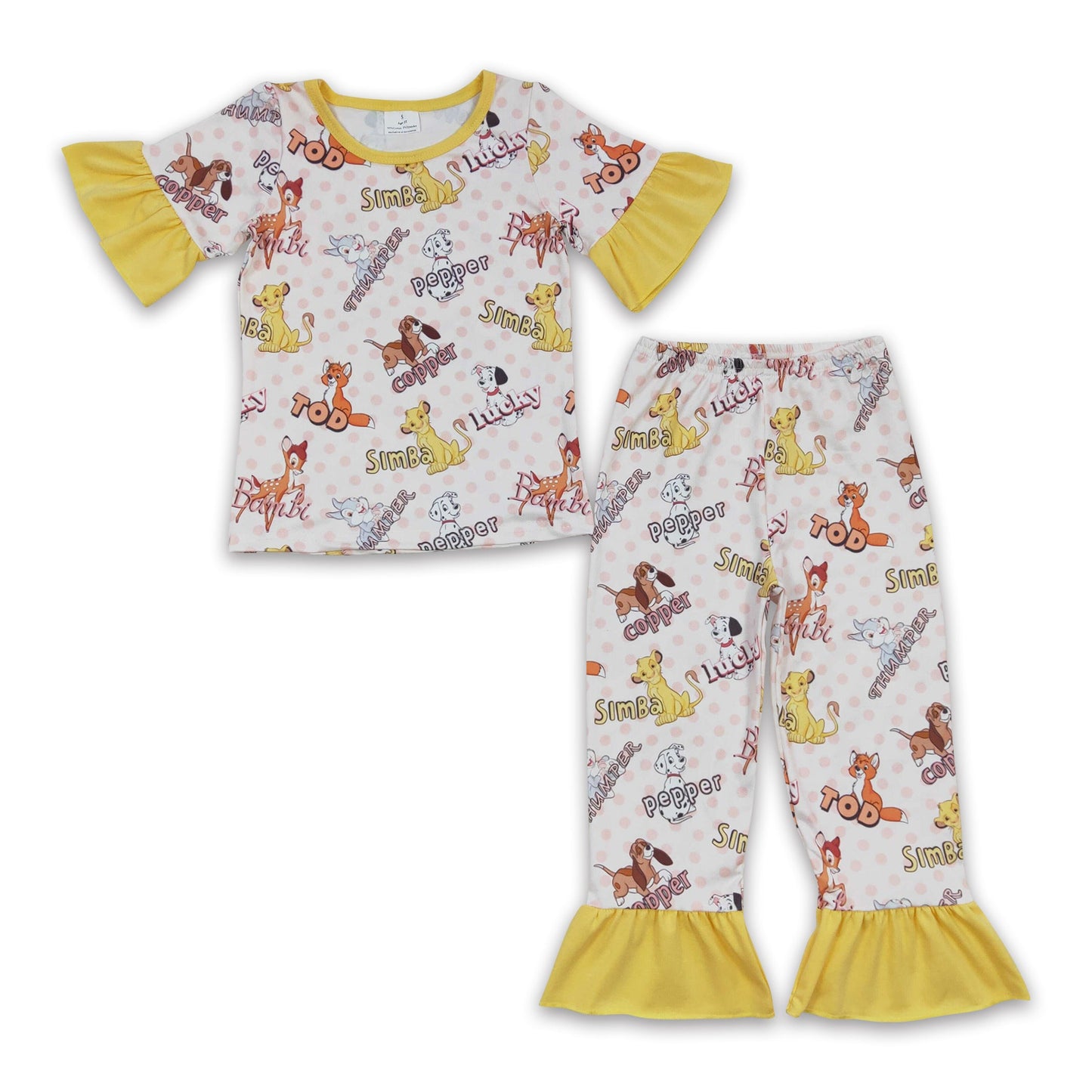 Lucky lion deer dog short sleeves pants kids girls pajamas