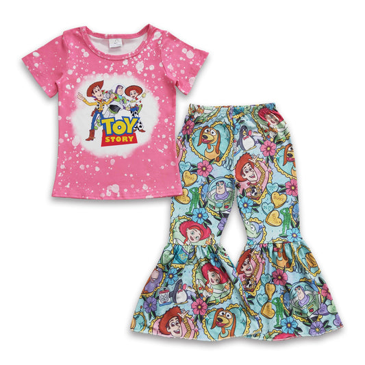 Bleached shirt bell bottom pants kids girls toy outfits