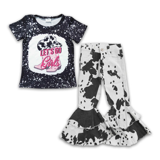 Let's go girls shirt cow jeans girls clothing