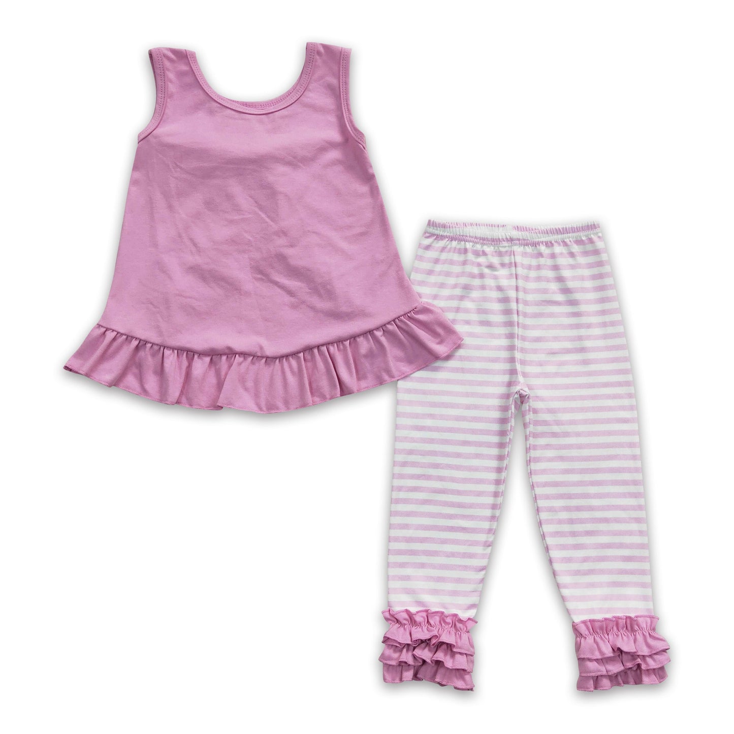 Pink bow backless top stripe leggings girls spring clothes