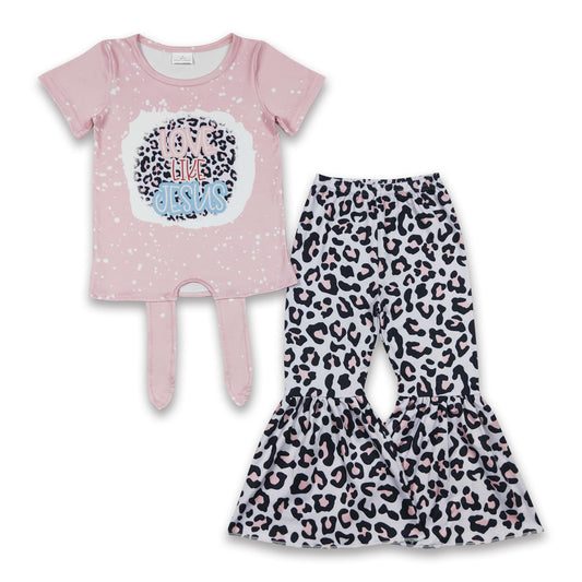 Love like jesus shirt leopard pants girls clothing set