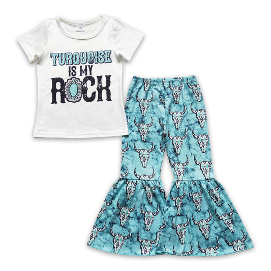 Turquoise is my rock shirt bull skull pants western girls clothes